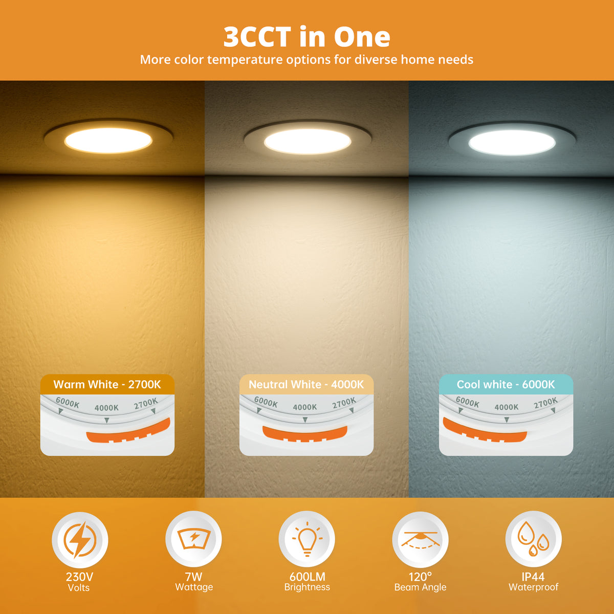 7W Dimmable Downlights