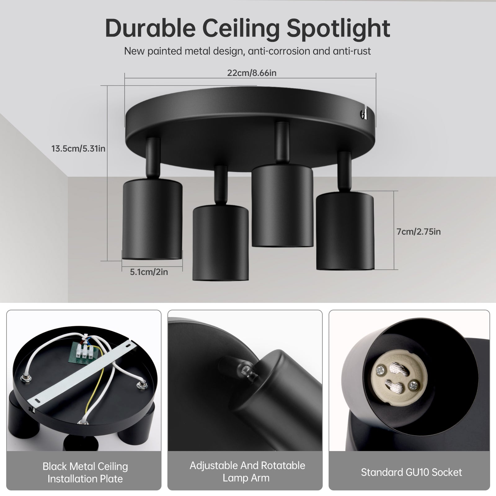 Ceiling Spotlights 4 Ways Round
