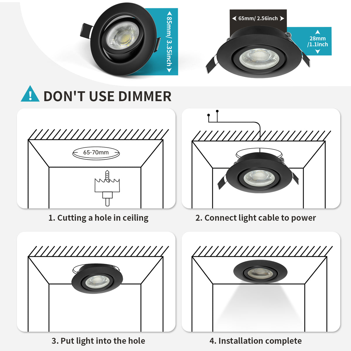 7W 6000K 3-Step-Dim Downlights