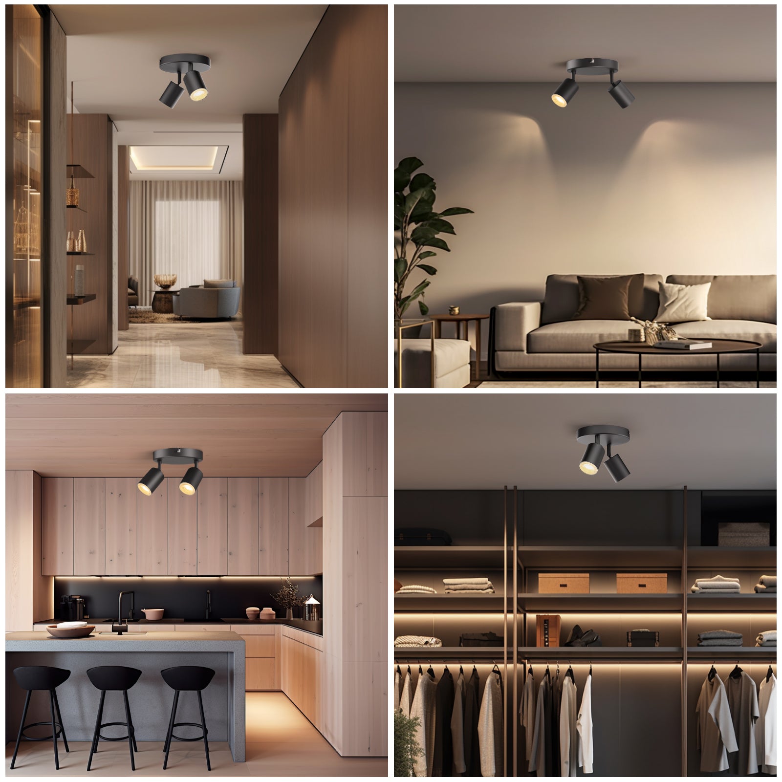 Ceiling Spotlights 2 Ways Round