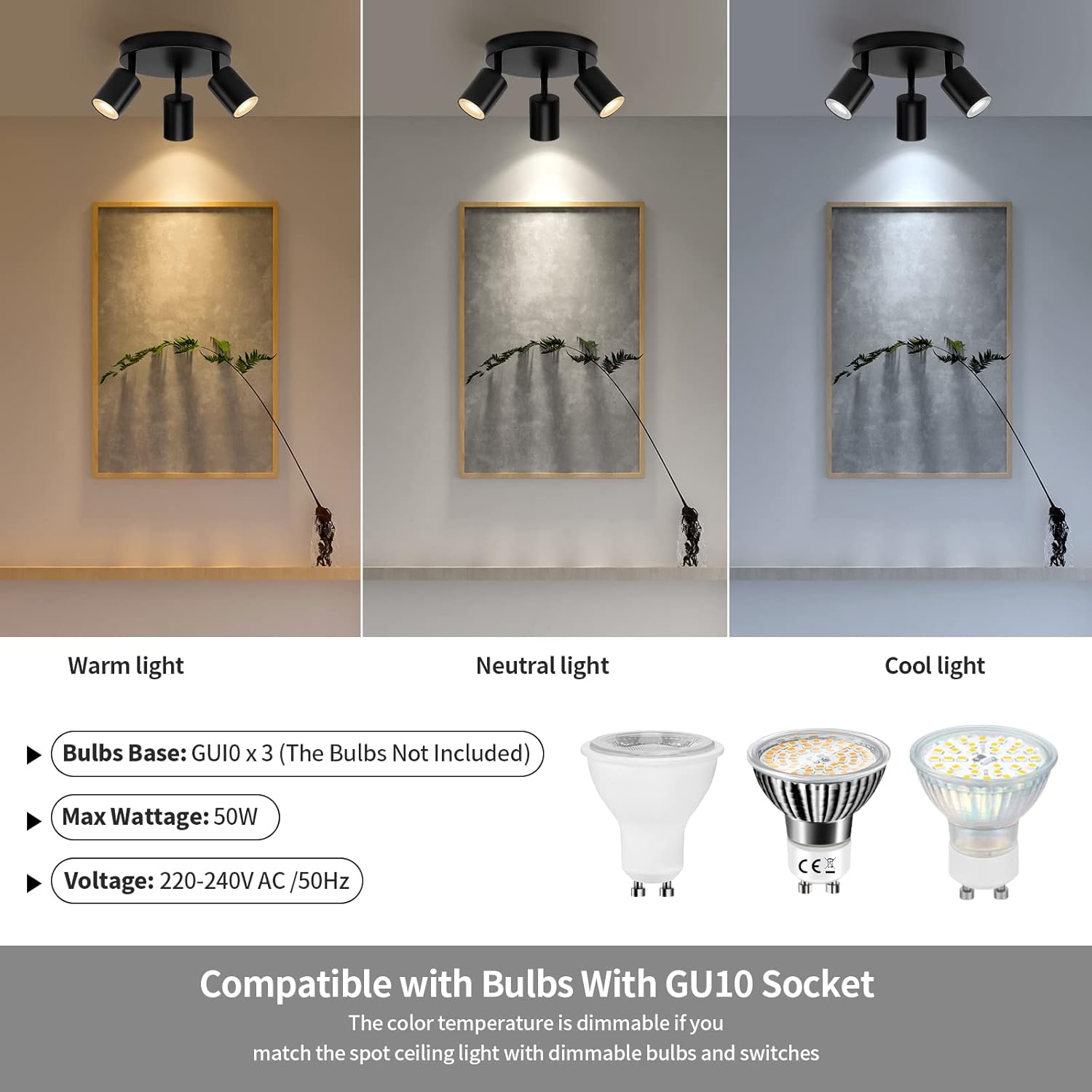 Ceiling Spotlights 3 Ways Round
